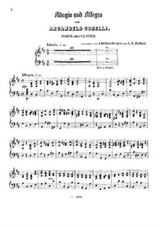 Sonate Nr.1: Adagio und Allegro. Bearbeitung für Violine, Harfe (oder Klavier) und Basso Continuo – Harfe- oder Klavierstimme by Arcangelo Corelli