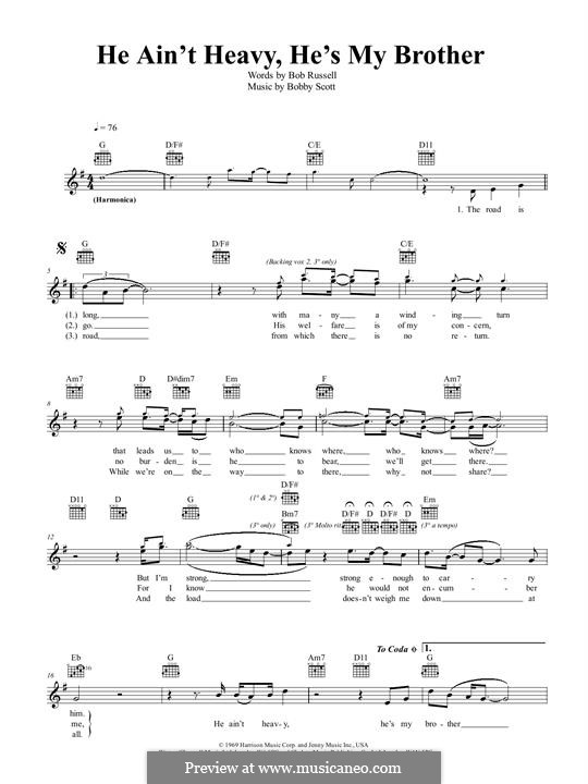 He Ain't Heavy, He's My Brother: Melodische Linie by Bobby Scott