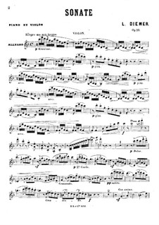 Sonate für Violine und Klavier in F-Dur, Op.20: Solostimme by Louis Diémer