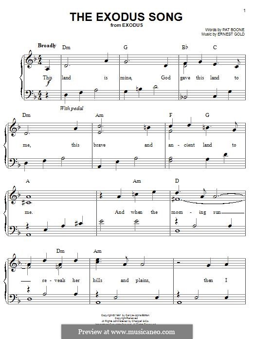 The Exodus Song Pat Boone Von E Gold Noten Auf Musicaneo fur klavier