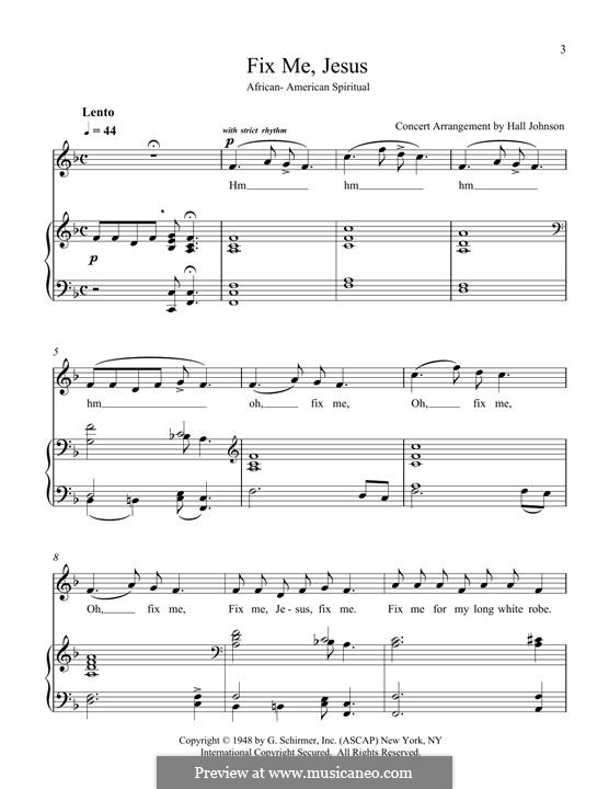 Fix Me Jesus: For voice and piano (F) by folklore