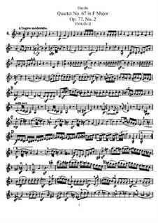 Streichquartett Nr.67 in F-Dur, Hob.III/82 Op.77 No.2: Violinstimme II by Joseph Haydn