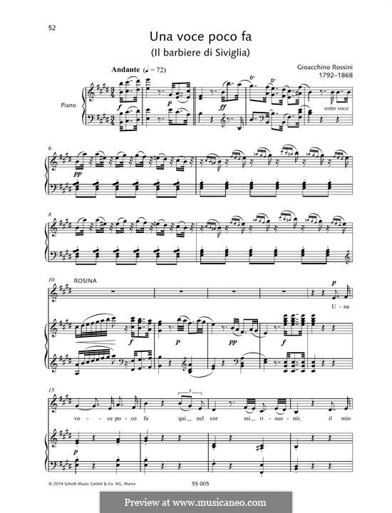 Una voce poco fa: Für Stimme und Klavier by Gioacchino Rossini