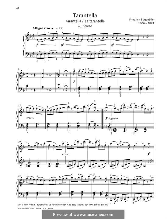 No.20 Le Tarantelle: Für Klavier by Johann Friedrich Burgmüller