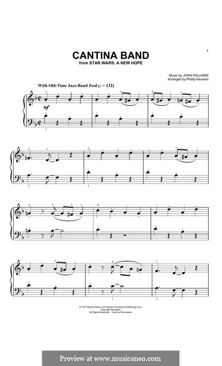 Cantina Band (from Star Wars: A New Hope): Für Klavier by John Williams