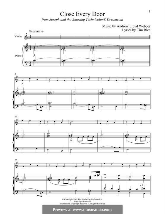 Close Every Door: Für Violine und Klavier by Andrew Lloyd Webber