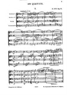 Streichquartett Nr.3 in Es-Dur, Op.91: Teil I by César Cui