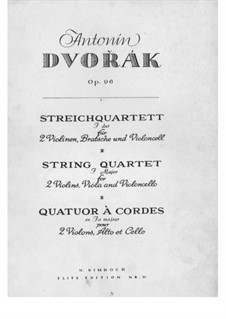 Streichquartett Nr.12 in F-Dur 'Americký', B.179 Op.96: Violinstimme I by Antonín Dvořák