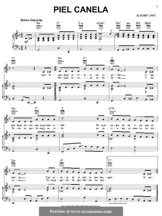 Piel Canela: Für Stimme und Klavier (oder Gitarre) by Bobby Capo