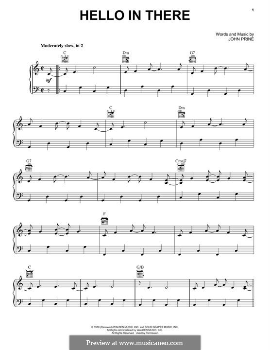Hello in There: Für Stimme und Klavier (oder Gitarre) by John Prine
