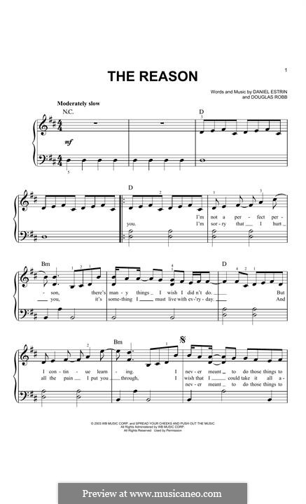 The Reason (Hoobastank): Für Klavier by Douglas Robb