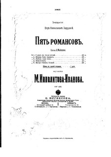 Fünf Romanzen für Stimme und Klavier, Op.28: Fünf Romanzen für Stimme und Klavier by Michail Ippolitow-Iwanow