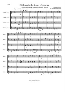 Chi la gagliarda (Whoever wants to learn the galliard): Arranged for 4 clarinets by Baldassare Donato