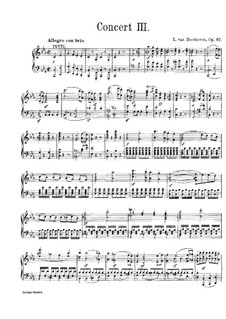 Konzert für Klavier und Orchester Nr.3, Op.37: Version für Klavier by Ludwig van Beethoven