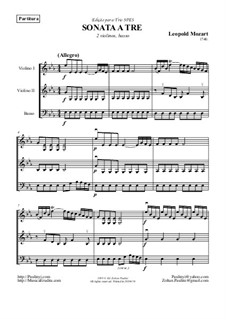 Sonata a tre (Eb, 1740): 2 violins and basso: Sonata a tre (Eb, 1740): 2 violins and basso by Leopold Mozart