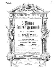 Sechs kleine Duos für zwei Violinen, Op.48: For two violins and piano – violin I part by Ignaz Pleyel
