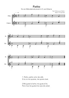 Patito: For melody instrument in C and guitar (C Major) by folklore