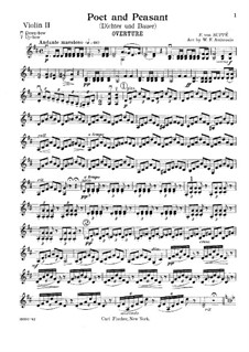 Ouvertüre zu 'Dichter und Bauer': Für Streicher und Klavier – Violinstimme II by Franz von Suppé