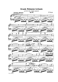Andante spianato und Grosse brillante Polonäse, Op.22: Für Klavier (mit Applikatur) by Frédéric Chopin
