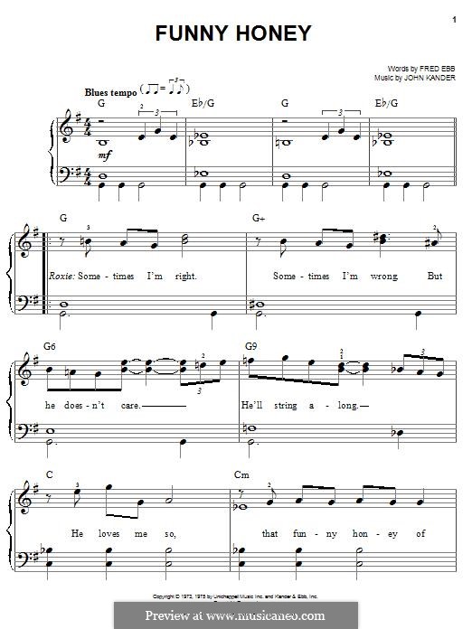 Funny Honey: Für Klavier by John Kander