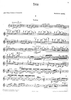 Klaviertrio in a-Moll, M.67: Violinstimme by Maurice Ravel