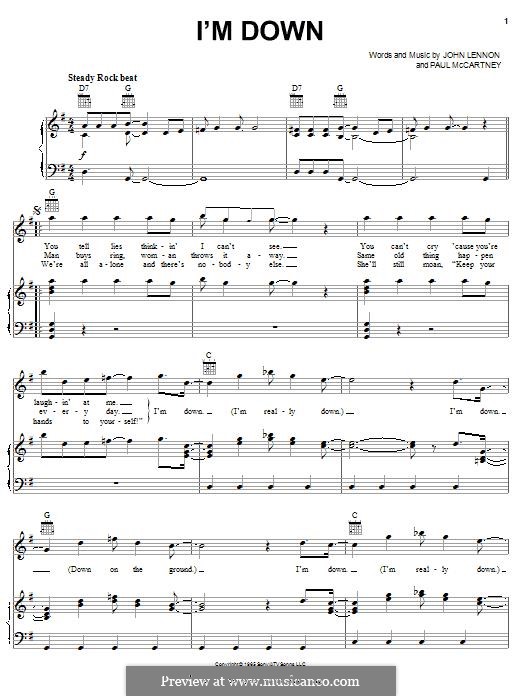 I'm Down (The Beatles): Für Stimme und Klavier (oder Gitarre) by John Lennon, Paul McCartney
