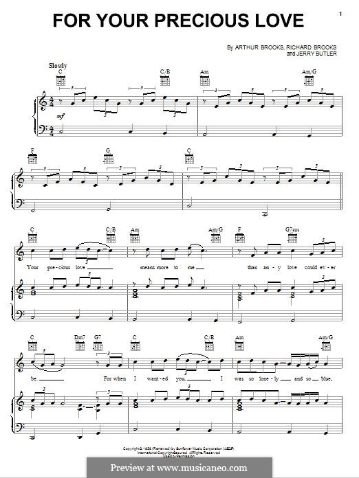 For Your Precious Love (Jerry Butler & The Impressions): Für Stimme und Klavier (oder Gitarre) by Arthur Brooks, Jerry Butler, Richard Brooks