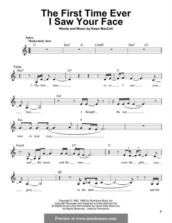 The First Time Ever I Saw Your Face: Melodische Linie by Ewan MacColl