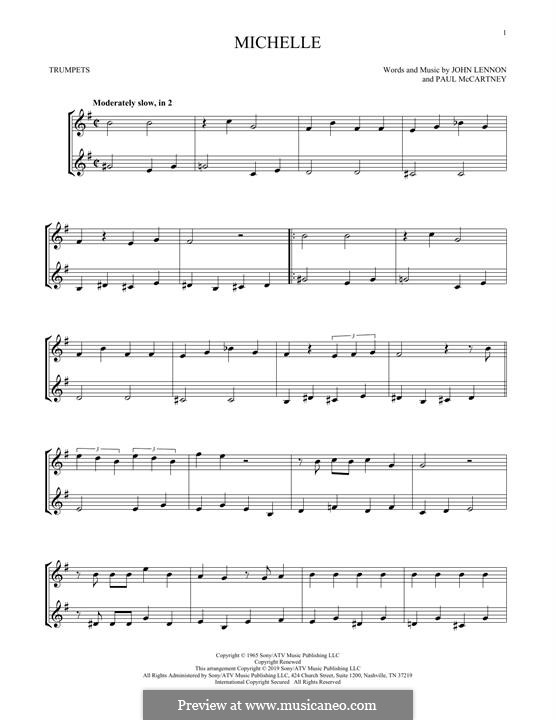 Michelle (The Beatles): For two trumpets by John Lennon, Paul McCartney