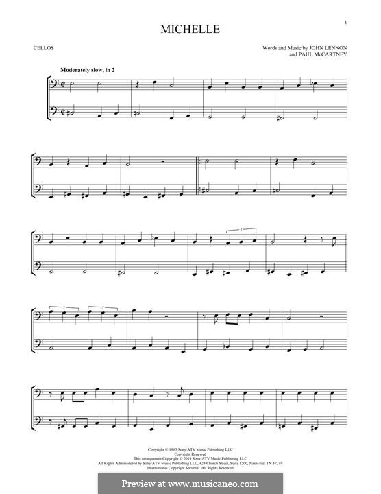 Michelle (The Beatles): Für zwei Cellos by John Lennon, Paul McCartney