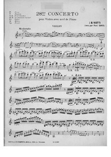 Violinkonzert Nr.28 in a-Moll: Version für Violine und Klavier – Violinstimme by Giovanni Battista Viotti
