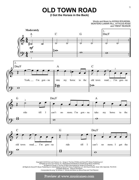 Old Town Road (Remix): Für Klavier by Atticus Ross, Trent Reznor, Jocelyn Donald, Billy Ray Cyrus, Kiowa Roukema