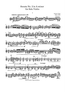 Sonata No.2 in A minor for Solo Violin: Sonata No.2 in A minor for Solo Violin by Jordan Grigg