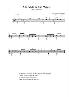 A la rueda de San Miguel: For guitar solo (C Major) by folklore