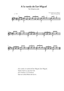 A la rueda de San Miguel: For guitar solo (D Major) by folklore
