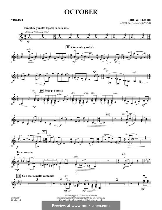 October von E. Whitacre - Noten auf MusicaNeo
