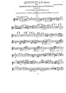 Klavierquintett in d-Moll, Op.25: Violinstimme by Charles Villiers Stanford