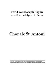 St. Anthony Chorale: Proto-Notation Beginner Arrangement w/ Teacher Duet (2P4H or 1P4H) by Joseph Haydn