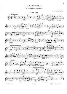 Sechs Romanzen, Op.38: Nr.2 Das Maiglöckchen, für Klaviertrio – Violinstimme by Anton Arenski