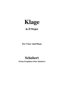 Klage, D.415: For voice and piano (b minor) by Franz Schubert