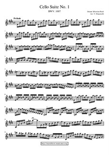 Suite für Cello Nr.1 in G-Dur, BWV 1007: Arrangement for baritone saxophone by Johann Sebastian Bach