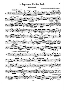 Ausgewählte Stücke: Vierzehn Fugen für Streichquartett – Cellostimme by Johann Sebastian Bach