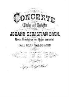 Konzerte für Tasteninstrumente und Orchester: Bearbeitung für Klavier, vierhändig by Johann Sebastian Bach
