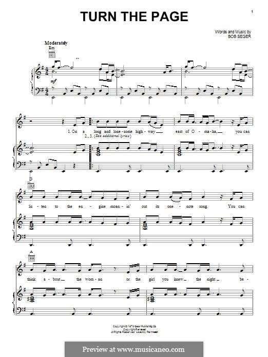 Turn the Page: Für Stimme und Klavier (oder Gitarre) by Bob Seger