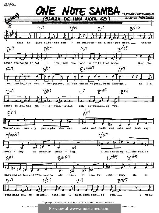 One Note Samba (Samba De Uma Nota): Melodische Linie by Antonio Carlos Jobim