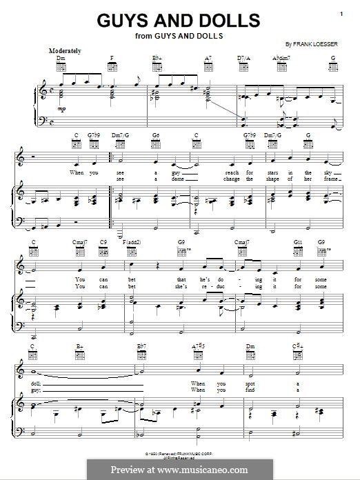 Guys and Dolls: Für Stimme und Klavier (oder Gitarre) by Frank Loesser