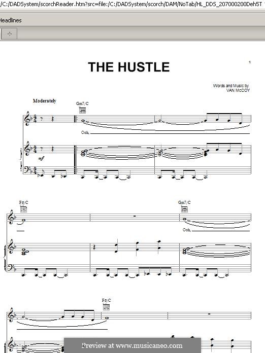 The Hustle: Für Stimme und Klavier (oder Gitarre) by Van McCoy