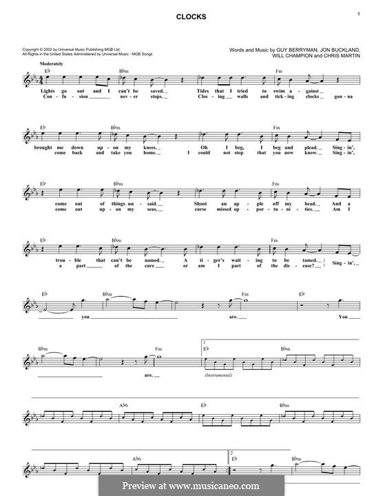 Vocal version: Melodische Linie by Chris Martin, Guy Berryman, Jonny Buckland, Will Champion