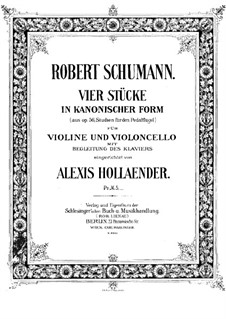 Studien in kanonischer Form, Op.56: Nr.6, 4, 2, 5, für Klaviertrio – Cellostimme by Robert Schumann