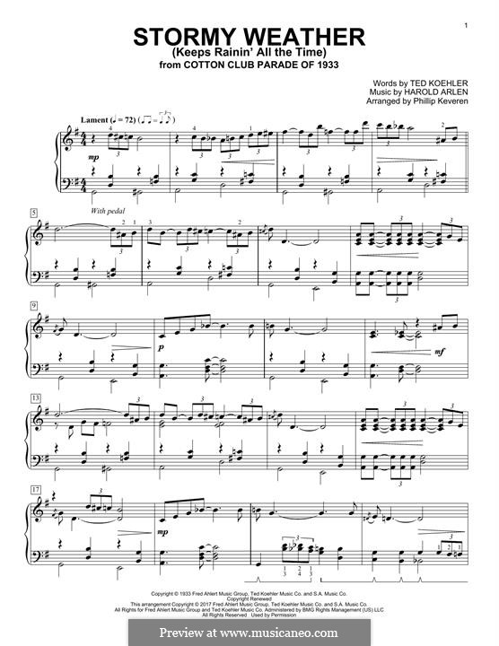 Stormy Weather (Lena Horne): Für Klavier by Harold Arlen